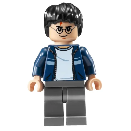 Harry Potter (Open Dark Blue Jacket over White Shirt, Dark Bluish Gray Legs)