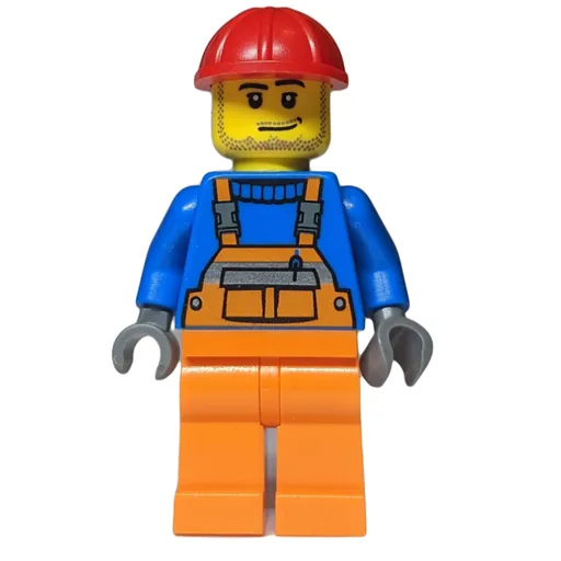 Worker (Orange Overalls over Blue Sweater, Red Hard Hat (3626b Head))