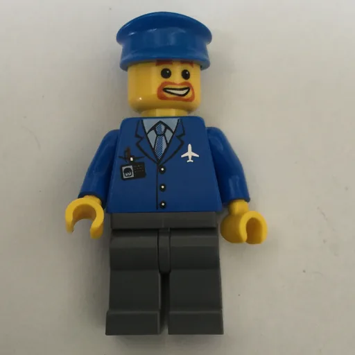 Pilot (Blue Jacket with Plane Logo and Blue Tie, Blue Hat, Goatee Beard)