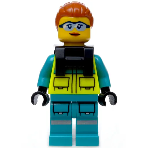 Paramedic (Vibrant Yellow Safety Vest, Dark Turquoise Legs, Dark Orange Hair, Safety Glasses)