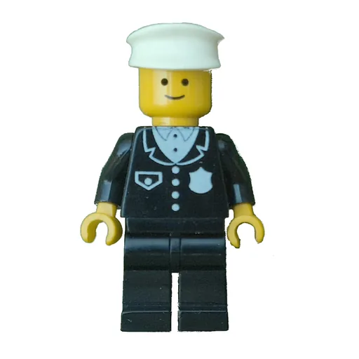 Policeman (Black Suit with Pocket and Badge, White Hat (3626a Head))