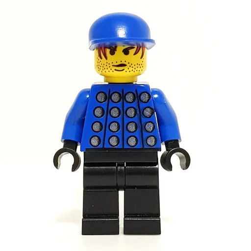 Soccer Player Goalie Blue Torso with Silver print (Black Legs, Blue Cap)
