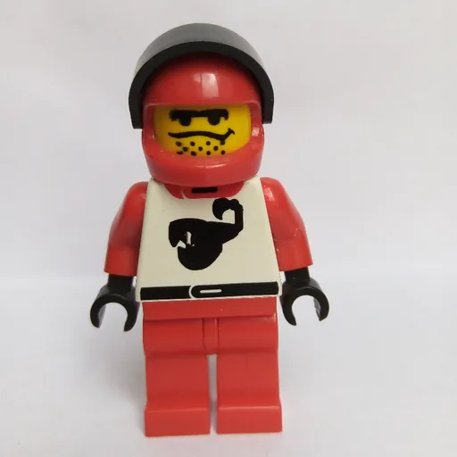 Racer (Red and White Outfit with Scorpion, Red Helmet with Visor)