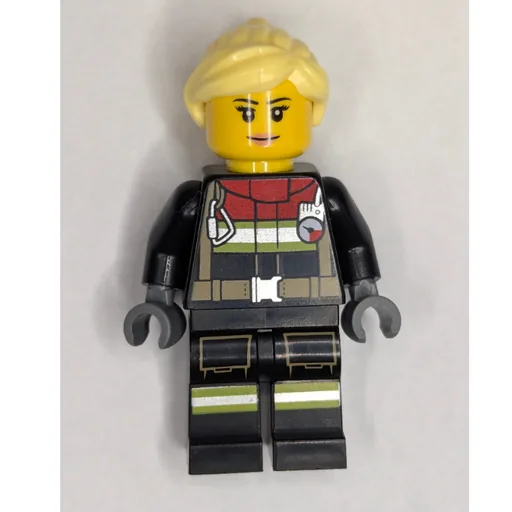 Firefighter (Black Fire Suit, Bright Light Yellow Ponytail Hair)