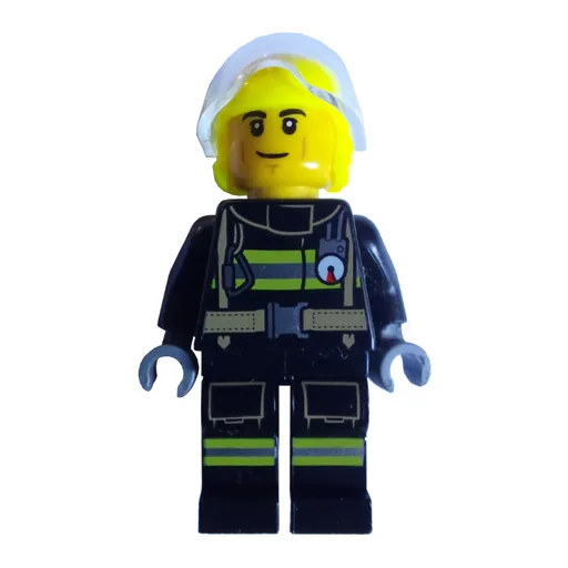 Firefighter (Black Fire Suit, Vibrant Yellow Helmet)