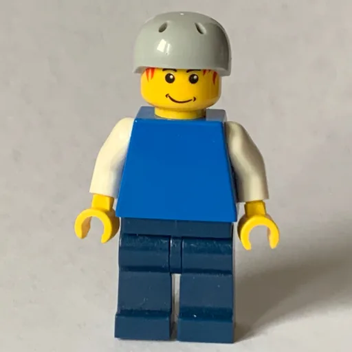 Man (Plain Blue Torso with White Arms, Dark Blue Arms, Light Bluish Gray Helmet)