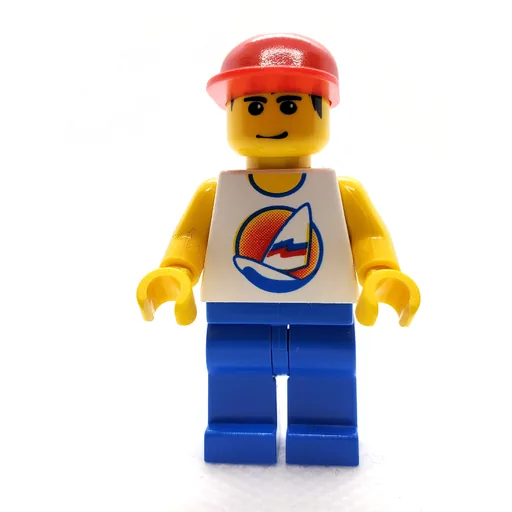 Man (White Tank Top with Windsurfer, Blue Legs, Red Cap)