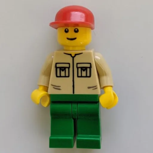 Man (Tan Shirt with Pockets, Green Legs, Red Cap)