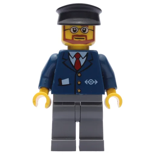 Train Worker (Dark Blue Jacket with Train Logo, Black Hat, Beard and Glasses)