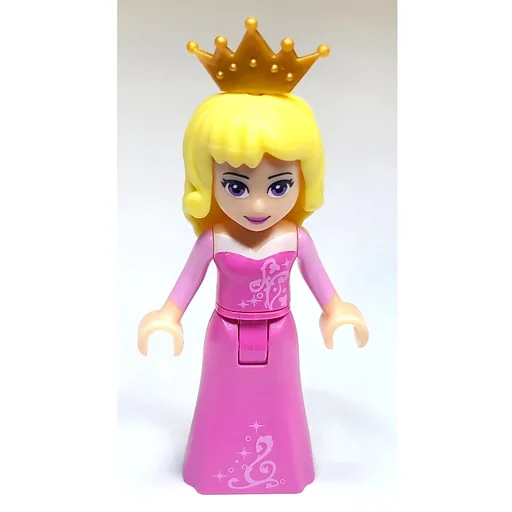 Aurora (Dark Pink Dress, Pearl Gold Crown)