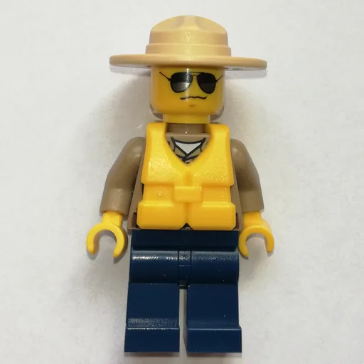 Forest Police / Ranger (Dark Tan Shirt with Radio and Badge, Dark Blue Legs, Tan Campaign Hat, Yellow Life Vest, Sunglasses)