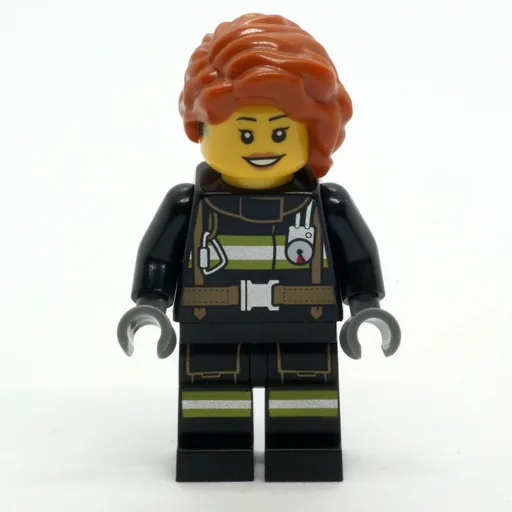 Firefighter (Black Fire Suit, Dark Orange Long Hair, Hearing Aid)