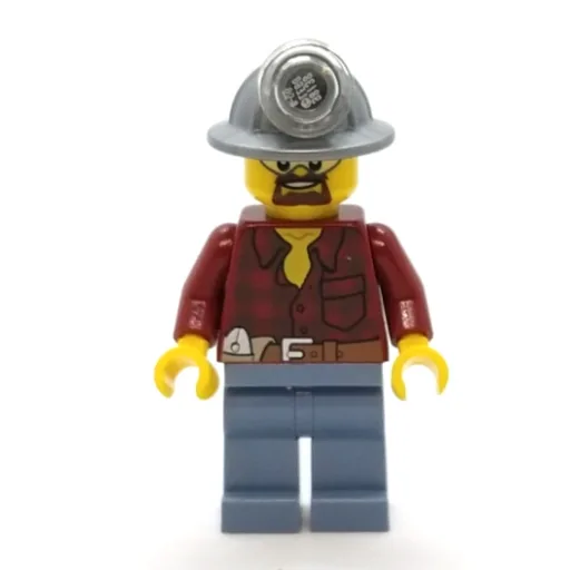 Miner (Dark Red Flannel Shirt, Mining Hat, Goatee Beard and Goggles)