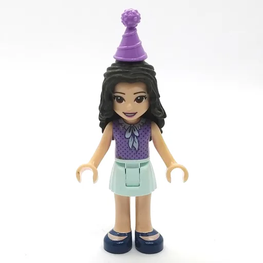 Emma (Medium Lavender Dotted Top, Light Aqua Skirt, Hat)
