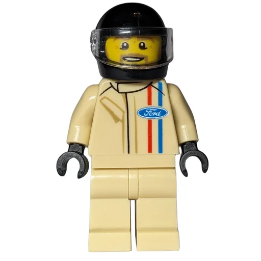 Race Driver (Tan Torso, Tan Legs, Black Helmet, Ford)