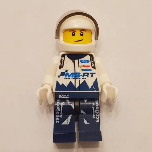 Race Driver (White Torso, Dark Blue Legs, White Helmet, Ford)
