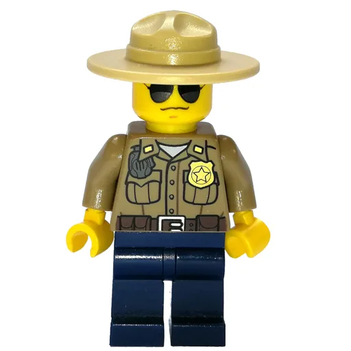 Forest Police / Ranger (Dark Tan Shirt with Radio and Badge, Dark Blue Legs, Tan Campaign Hat, Sunglasses)