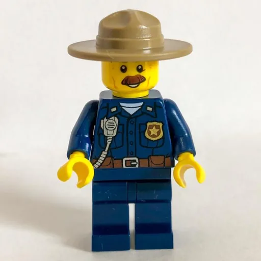 Mountain Police Chief (Dark Blue Shirt with Radio and Badge, Campaign Hat, Moustache)