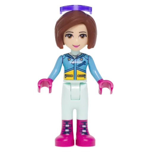 Amy (Medium Azure Ski Vest, Light Aqua Trousers, Glasses)