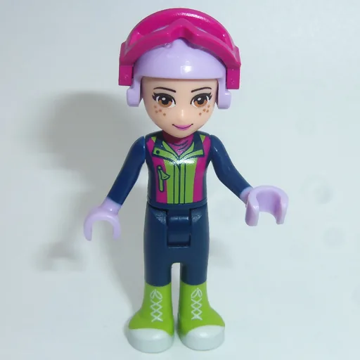 Mia (Lime Ski Vest, Dark Blue Trousers)