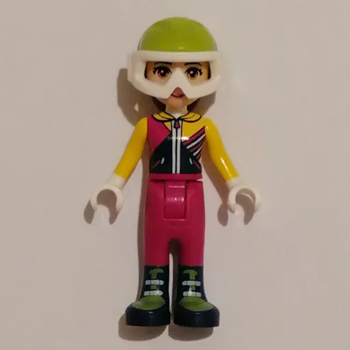 Olivia (Bright Light Orange Ski Vest, Magenta Trousers)