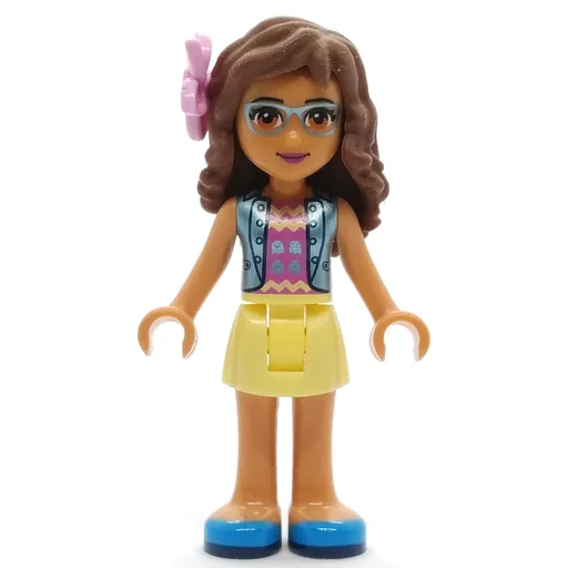 Olivia (Medium Blue Jacket, Bright Light Yellow Skirt, Flower)