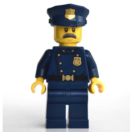 Policeman (Dark Blue Suit with Large Lapels and Gold Buttons, Police Hat, Moustache)