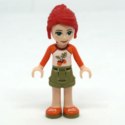 Mia (White/Orange Top, Olive Green Skirt)