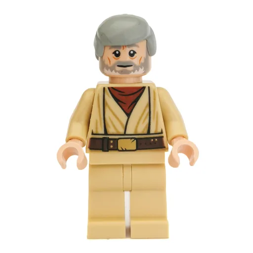Obi-Wan Kenobi (Old, Tan Robes, Hair, White Pupils, White and Gray Beard)