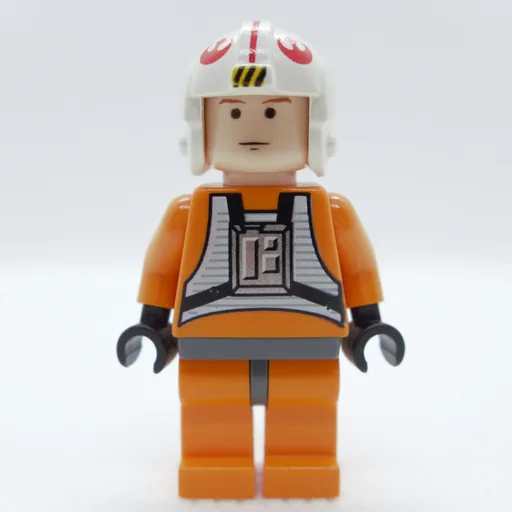 Luke Skywalker (Orange Rebel Pilot Outfit, Dark Bluish Gray Hips, Black Eyes)