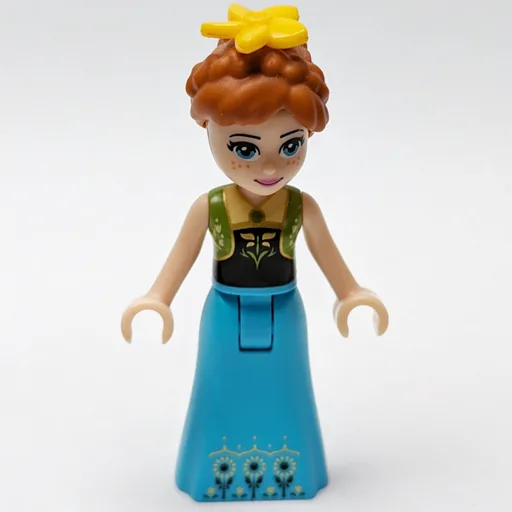 Anna (Lime Vest, Medium Azure Dress, Braids, Flower)
