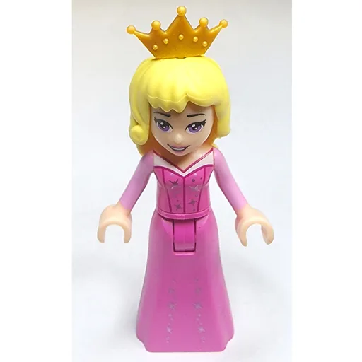Aurora (Dark Pink Dress, Silver Decoration, Pearl Gold Crown)