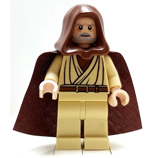 Obi-Wan Kenobi (Old, with Light Nougat Skin and Reddish Brown Hood and Cape, White Pupils)