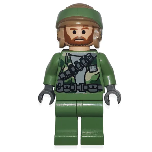 Rebel Trooper in Endor Uniform (Sand Green Legs, Brown Beard, Neck Bracket)