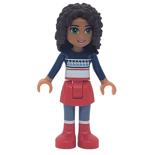 Andrea (Dark Blue Christmas Sweater, Red Skirt)