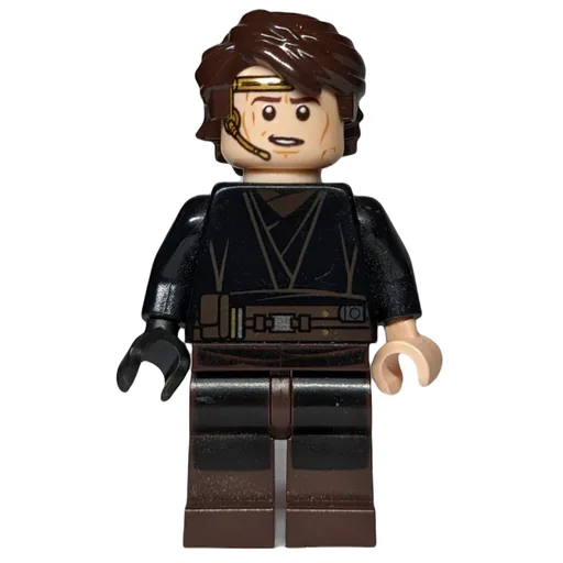 Anakin Skywalker (Black Robe, Dark Brown Legs, Printed Headset)