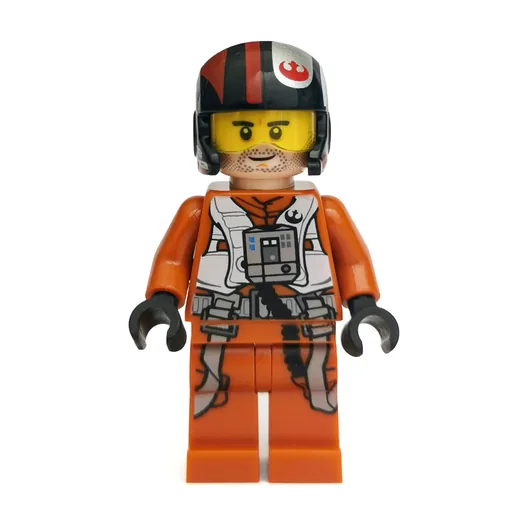 Poe Dameron (Dark Orange Pilot Outfit, Helmet with Visor)