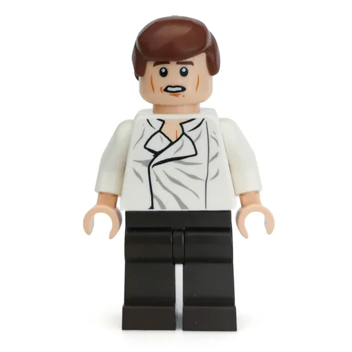 Han Solo (White Shirt, Dark Brown Legs, Dual Sided Head Open Mouth / Closed Eyes, Smooth Hair)