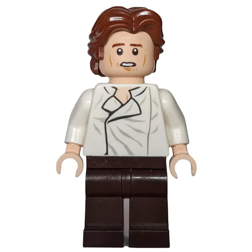 Han Solo (White Shirt, Dark Brown Legs, Dual Sided Head Open Mouth / Closed Eyes with Closed Mouth, Ruffled Hair)