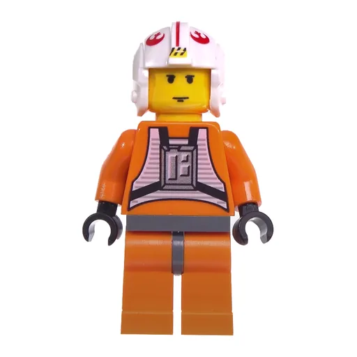 Luke Skywalker (Orange Rebel Pilot Outfit, Yellow Skin, Dark Bluish Gray Hips (3626c Head))