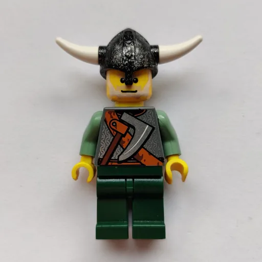 Viking Warrior (Armour, Battle Axe on Torso, Sand Green Arms, Dark Green Legs, Light Gray Hair)