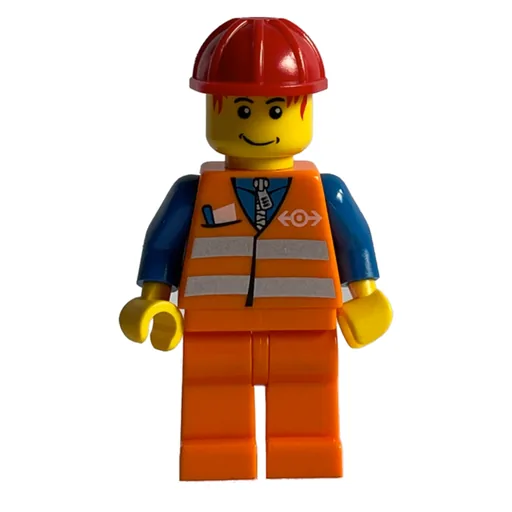 Train Worker (Orange Safety Vest, Orange Legs, Red Helmet, red Hair)