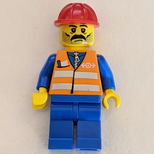 Worker (Orange Safety Vest, Blue Legs, Red Helmet, Black Moustache)