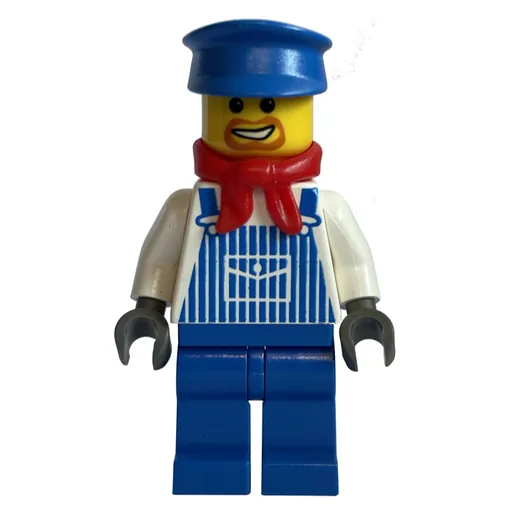 Train Machinist (White Torso, Blue Overall, Blue Hat, Red Scarf)