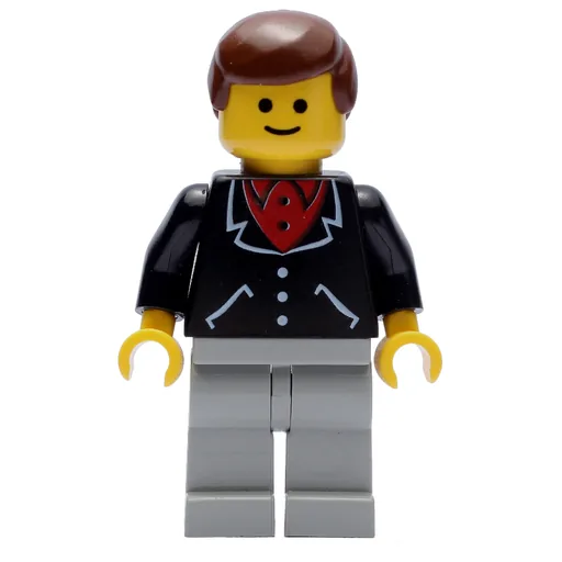 Man (Black Jacket over Red Shirt, Light Gray Legs, Brown Hair (3626b Head))