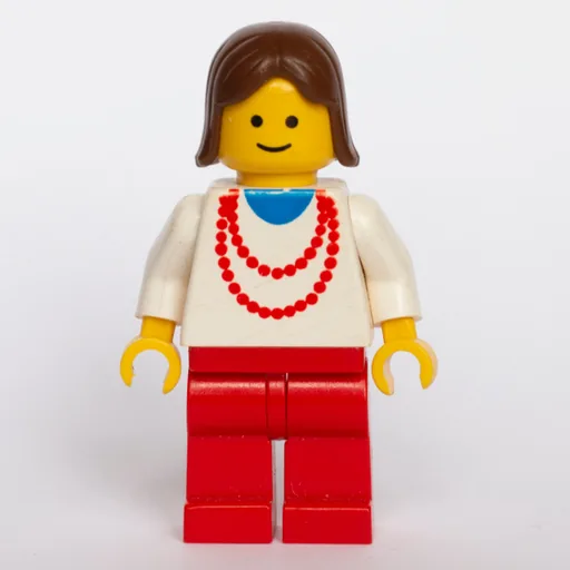 Woman (White Torso, Red Necklace, Red Legs, Brown Hair (3626b Head))