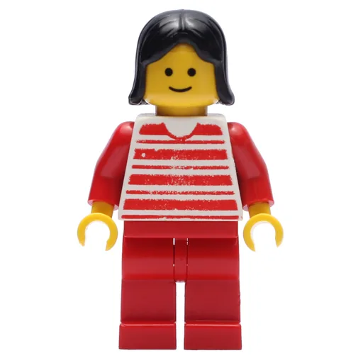 Woman (Red and White Striped Shirt, Red Legs, Black Hair (3626b Head))