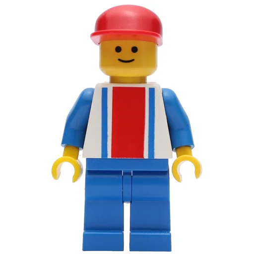 Man (White Torso with Blue/Red Stripes, Blue Legs, Red Cap)
