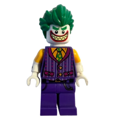 The Joker with Bright Light Orange Shirt (Dark Purple Vest and Large Grin with Sharp Teeth)