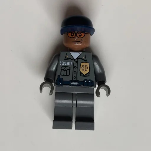 Security Guard Dark Bluish Gray Shirt with Badge (Dark Blue Cap, Orange Sunglasses)